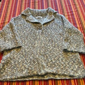 Susan Bristol Cardigan Sweater Women’s Tan Alpaca Mohair 3/4 Sleeve size medium